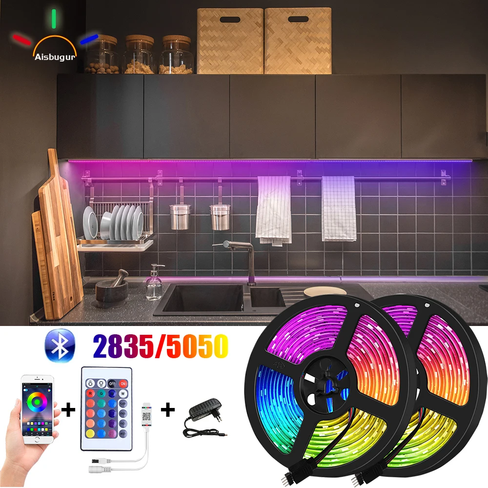 

LED Strip Lights Lighting For Cabinets Bluetooth RGB 5050 2835 Led Ribbon DC 12V Under Cabinet Lights Rgb Led Strip Led Lamp