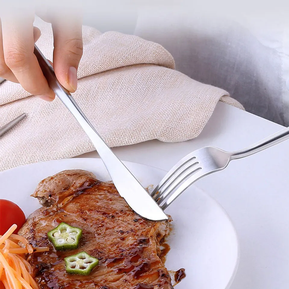 Набор португальских классических ножей/вилок/ложек серебристые розовые