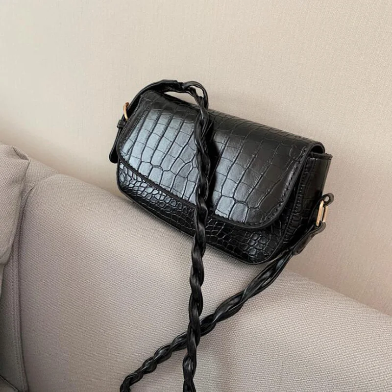 Женская сумка через плечо из искусственной кожи с плетеным ремешком под кожу