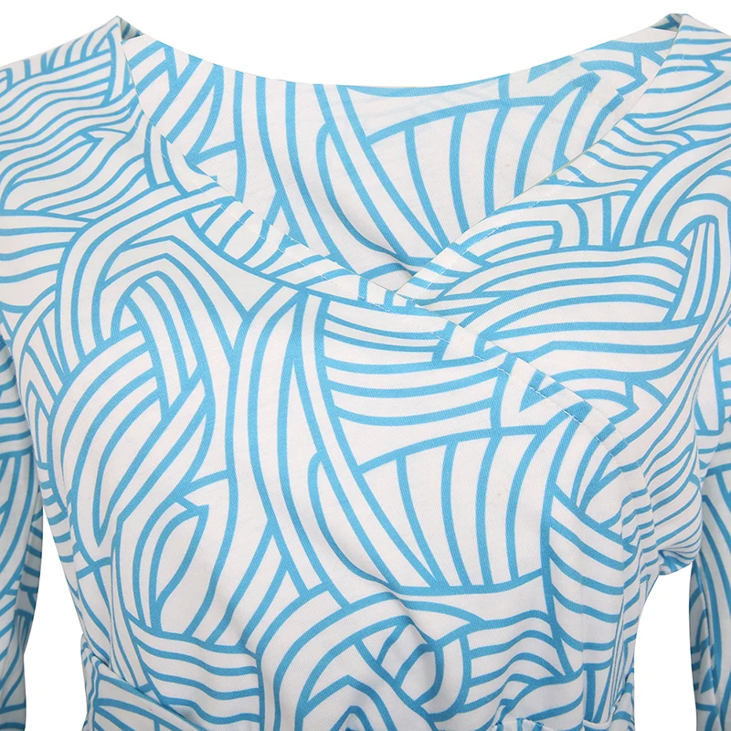 Осеннее женское элегантное винтажное Хлопковое платье-туника с v-образным