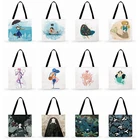 Женская сумка через плечо, классическая простая сумка с принтом, Женская Повседневная Сумка-тоут, складная сумка для покупок, модная сумка, многоразовая пляжная сумка-тоут