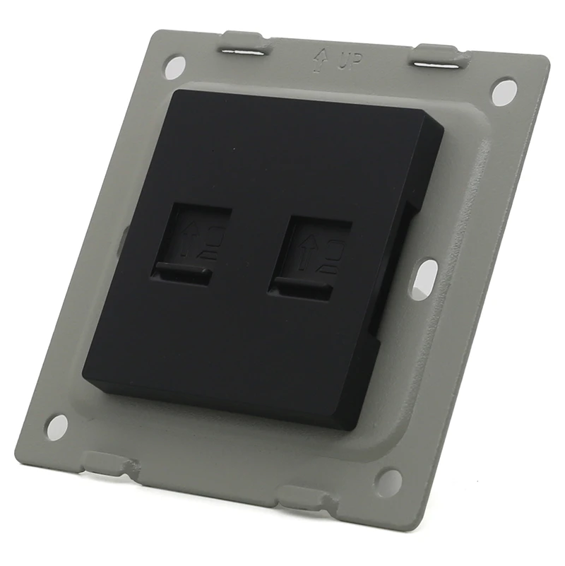Black Glass Panel Network Socket Same Color As Touch Switch Customizable Siamese & | Обустройство дома