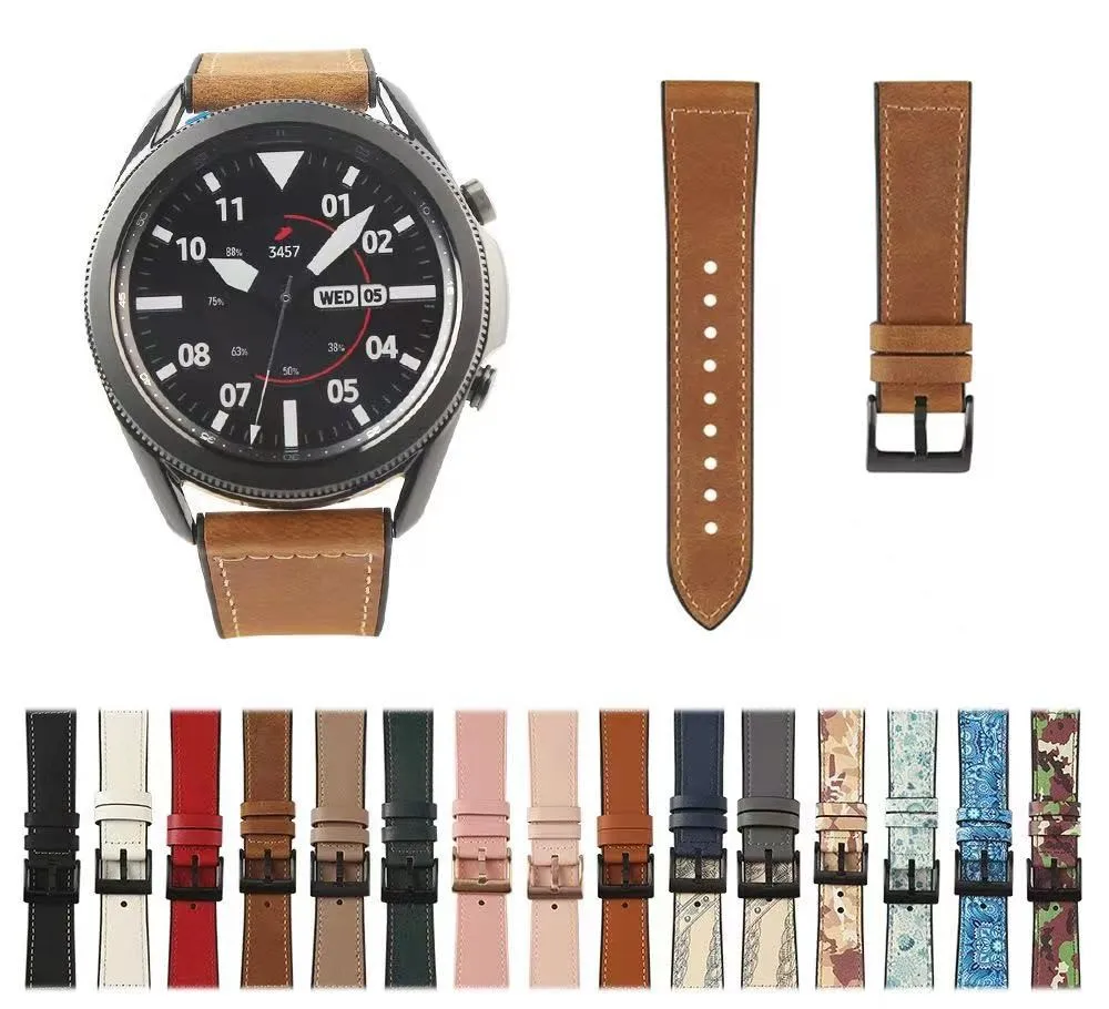 

For Huawei Watch GT 2e 20 22mm Strap Adjustable Buckle Leatherwear for Samsung Galaxy Watch3 41mm 45mm Watch Band 42mm 46mm
