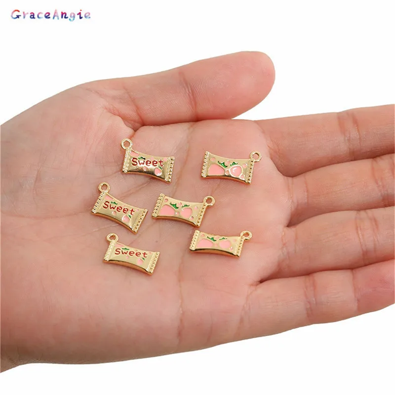 

5PCS sweetmeat Charms Candy Pendant For Earrings Gold Alloy Necklace Pendants Earrings Sweety Jewelry Findings Food Gift Funny