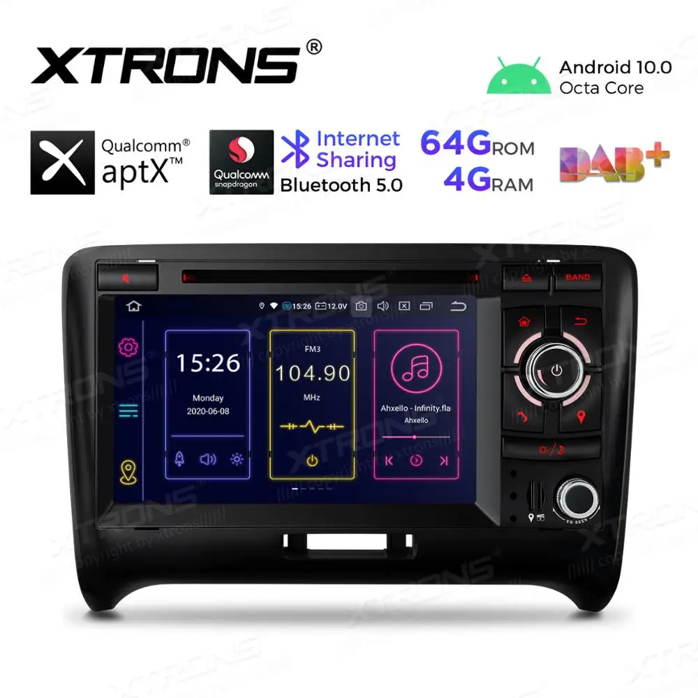 XTRONS Android 10 0 Qualcomm Bluetooth 5 GPS-навигация Радио автомобильный DVD-плеер для Audi TT MK2 8J 2006 2007