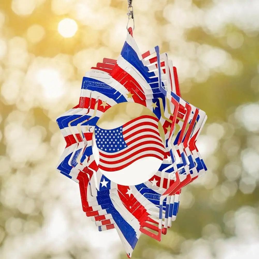 

Wind Chimes Stainless Steel Wind Spinner- 3D Wind Spinner American US Flag Wind Spinner Garden Yard Decoration