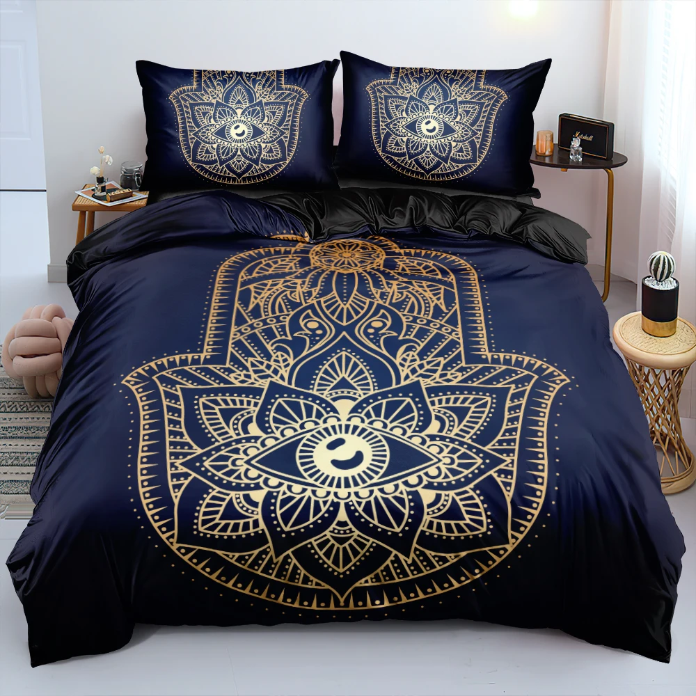 

3D Hamsa Hand Pattern Bed Linens Devil Eye Bedding Sets Comforter/Quilt/Duvet Cover 200x200 King Queen Full Bedspreads