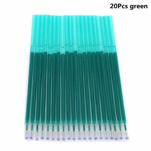 20Pcs green 10/12/20 шт./лот Цвет стержень со стираемыми чернилами Шариковая ручка комплект 0,5 мм orange чернил стираемая моющаяся Складная удочка для школьные канцелярские принадлежности - Цвет: 20Pcs green