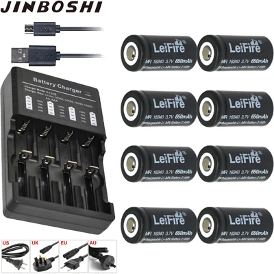 12 шт 3,7 v 650mAh CR123A перезаряжаемая литиевая 16340 батарея+ 1 шт мульти-четыре 18650 14500 16340 AAA зарядное устройство для фонарика - Цвет: 8XB and Charger