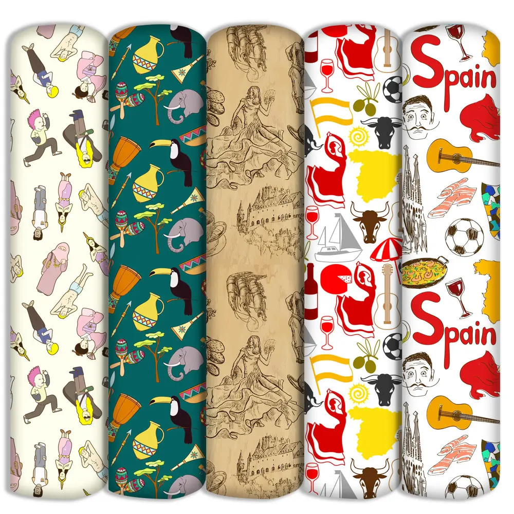 Полиэстер хлопчатобумажная ткань дизайнерский принт для шитья аниме на заказ