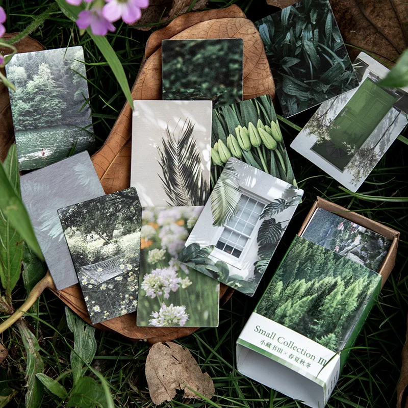 

100pcs / Set Mini Card Diy Stationery Sticker Retro Collage Sticker Four Seasons Series Scrapbook Travel Diary Decor Painting
