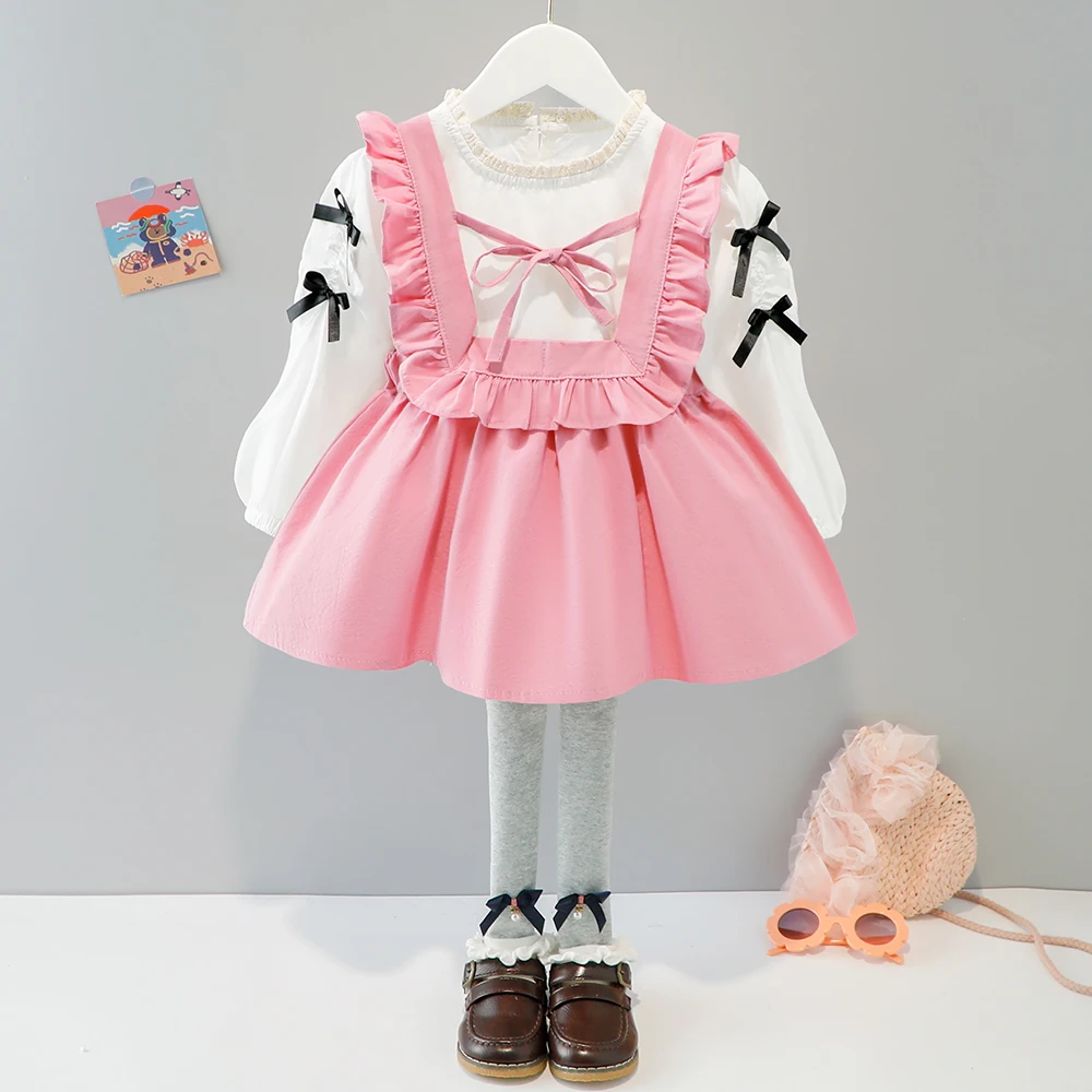 Платье для девочек комплекты малышей из 3 предметов одежда с леггинсами 2022 модный