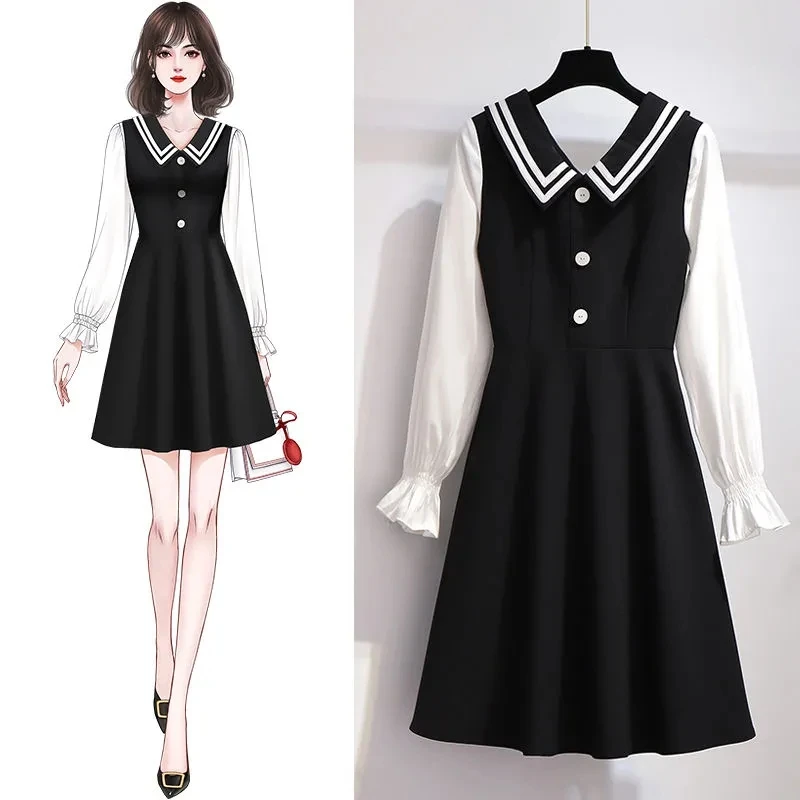 Шифоновое платье большого размера с рукавами фонариками новинка весны осени 2021