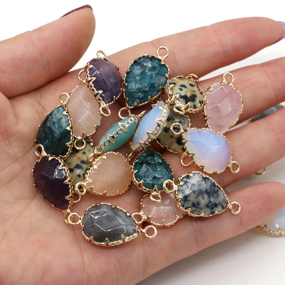 Натуральный Камень изысканные подвески в виде капель воды форма два отверстия