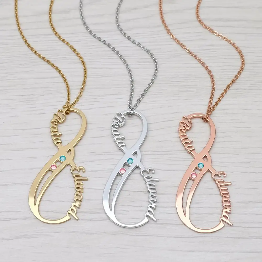 

Изготовленный на заказ со знаком бесконечности Цепочки и ожерелья с Birthstones персонализированные ожерелья со знаком бесконечности Цепочки и ...