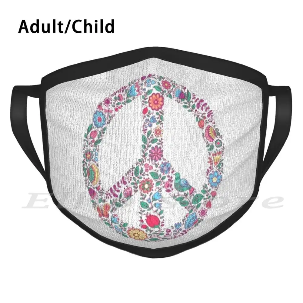 

Retro Hippie Flower And Birds 60's Peace Sign Funny Print Reusable Scarf Face Mask Peace Justice Flower Cute Pastel Pretty