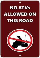 dkisee no atvs allowed on this road warning traffic notice road safety street metal tin sign 12x18 inches