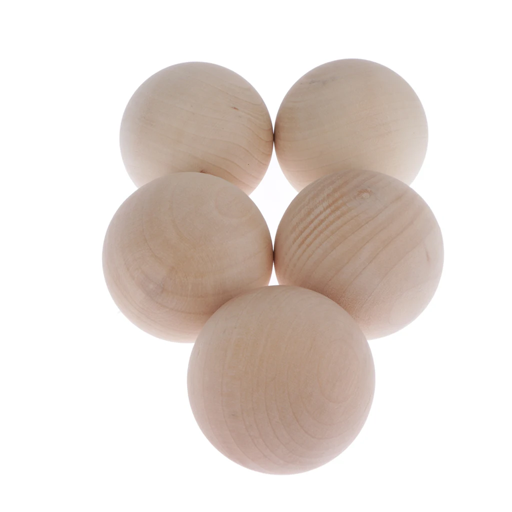 

5 Pcs No Hole Wood Beads Accessories Crafts Making Hardwood Balls Solid 60mm