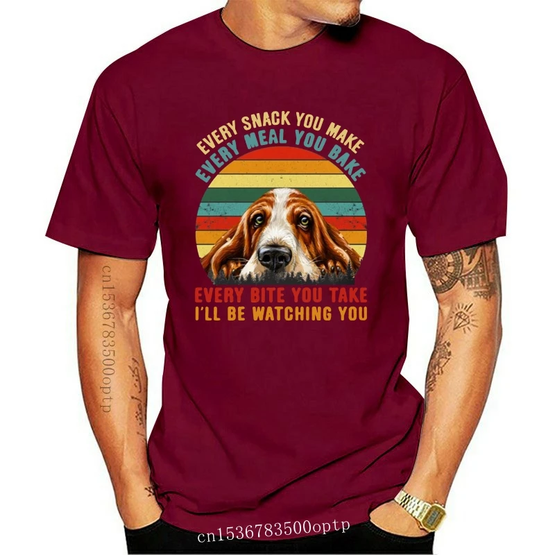 New Vintage Every Snack You Make Every Meal You Bake I'll Be Watching You Funny Basset Hound T-Shirt