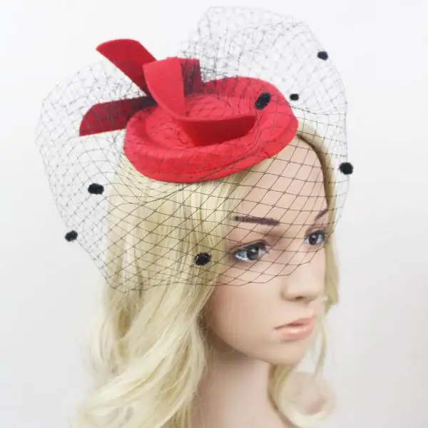 

Элегантная Красная Шапочка стюардессы, свадебная заколка для волос, вуаль для лица