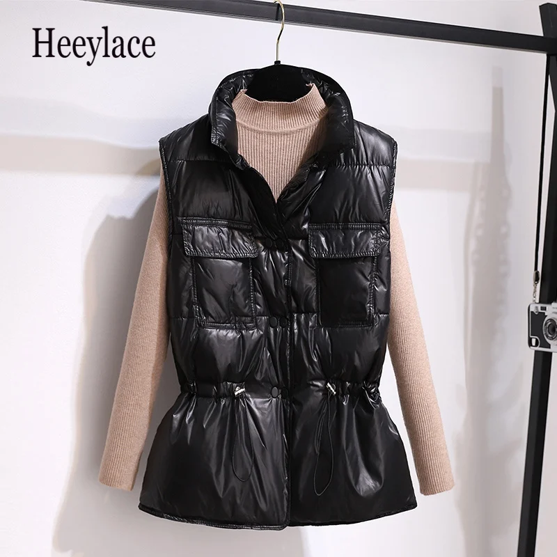 

Женский трикотажный комплект из двух предметов, ветрозащитный легкий теплый жилет на утином пуху без рукавов, Осень-зима 2021