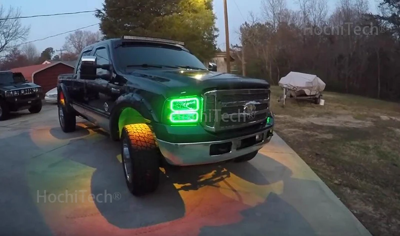 Для Ford F-250 F250 2005 2006 2007 RGB светодиодный ангельские глазки многоцветный с Halo кольцом дистанционное управление фар
