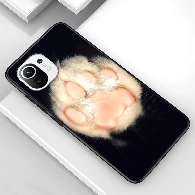 

Cat Dog Paw Cute for Xiaomi Mi 11 10T Note 10 Ultra 5G 9 9T SE 8 A3 A2 A1 6X Pro Play F1 Lite 5G Black Phone Case