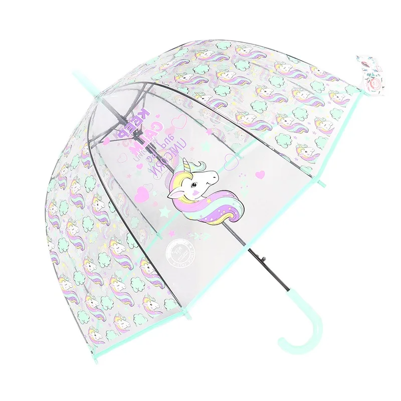 Детский зонтик в форме единорога Прозрачные Зонтики Детские лазерной стильная