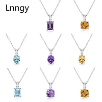 lnngy 925 silver natural topazamethystametrine chain necklaces ladies 45cm gem stones pendant necklace women necklace jewelry