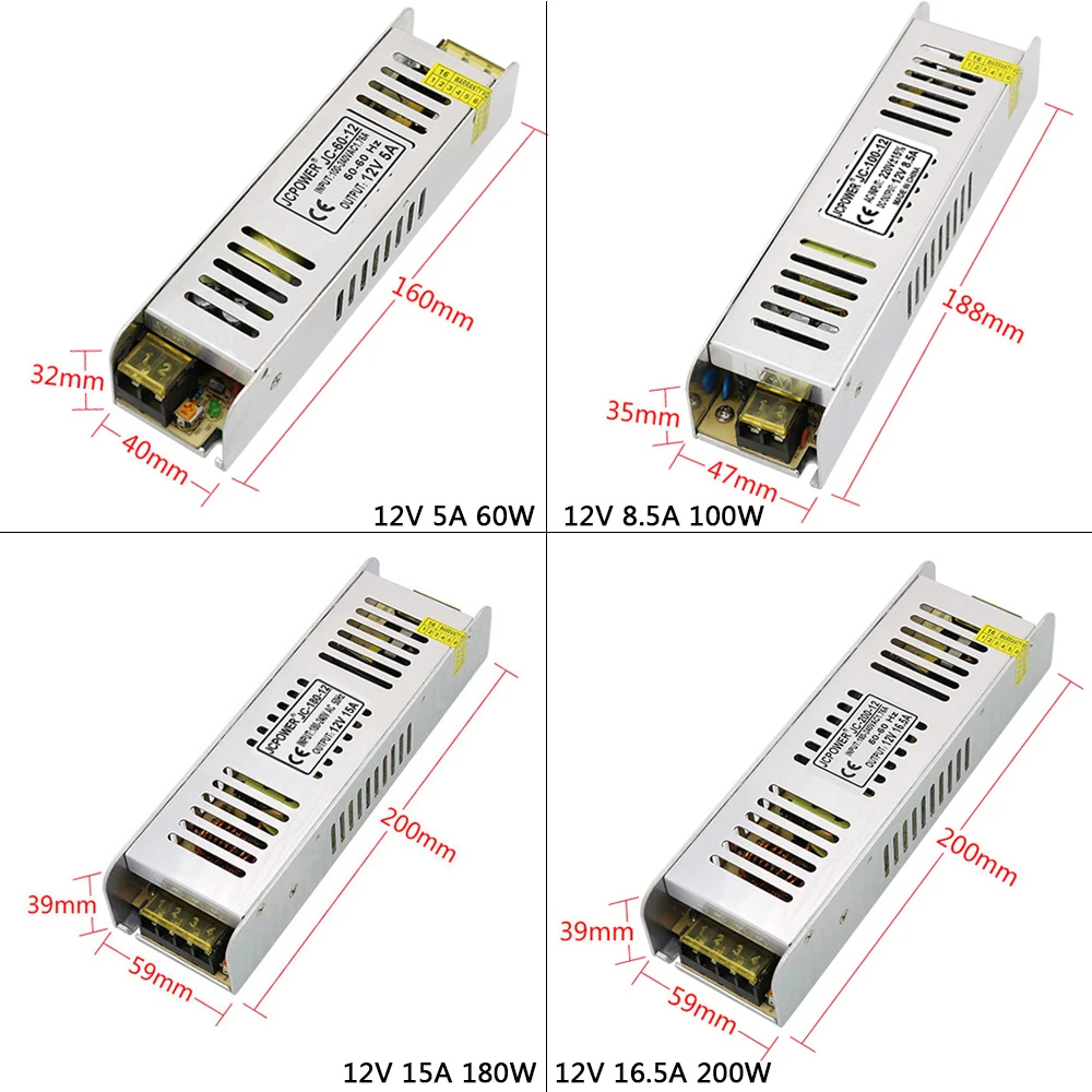 DC12V 5A/8.5A/10A12.5A/15A/16.5A/20A/30A Long-shaped Slim Lighting Transformer LED Strip Light Switching Power Supply | Лампы и