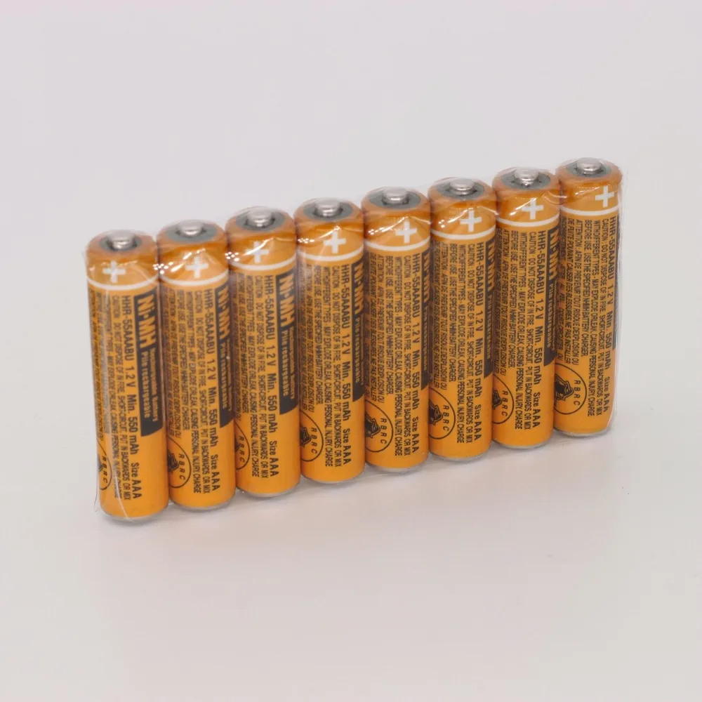 8 шт. аккумуляторные батарейки AAA для беспроводной телефон Panasonic 1 2 В 550 мАч Ni MH|battery