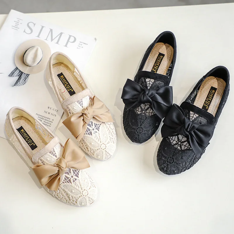 

New Summer 2019 Flat Shoes Woman Solid Slip On Butterfly Sweet Girsl Casual Slipper Flats Female Ballet Plus Size Oxford Flats8