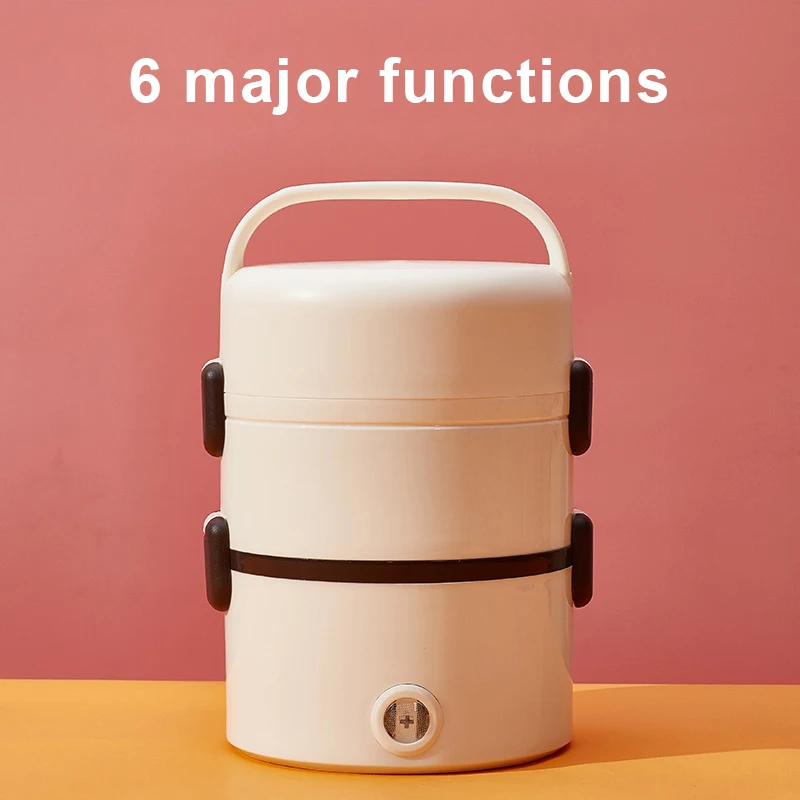 

Newly Portable Heated Bento Box 2/3 Layer Pluggable Steamed Rice Keep Warm Net Electric Lunch Box VA88