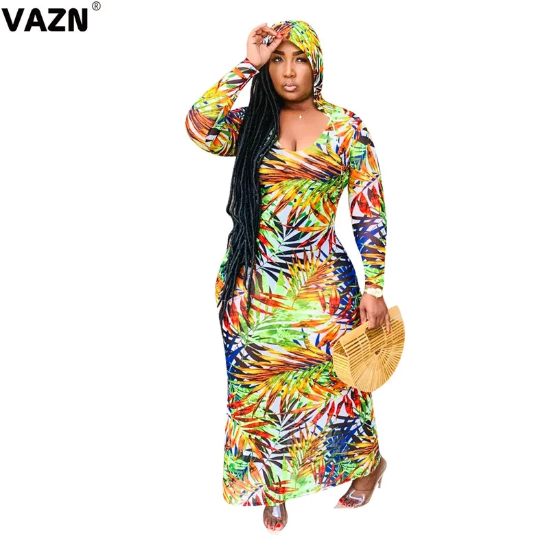 Платье макси VAZN женское с капюшоном тонкое праздничное винтажное свободное