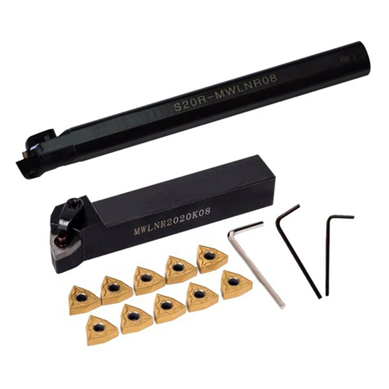

Набор токарных инструментов MWLNR2020K08 + S20R-MWLNR08 + 10 лезвий WNMG080404
