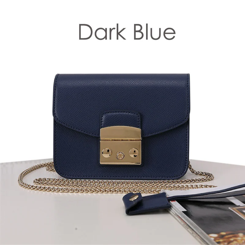 Dark Blue-17cm Брендовая дизайнерская женская сумка на плечо из натуральной кожи, женская сумка-мессенджер, сумка через плечо с золотой цепочкой - Цвет: Dark Blue-17cm