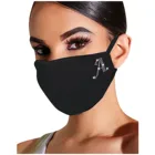 Стразы маска для лица с буквенным дизайном женская черная блестящая ткань хлопковая маска для лица моющаяся маска для лица с украшением для вечерние