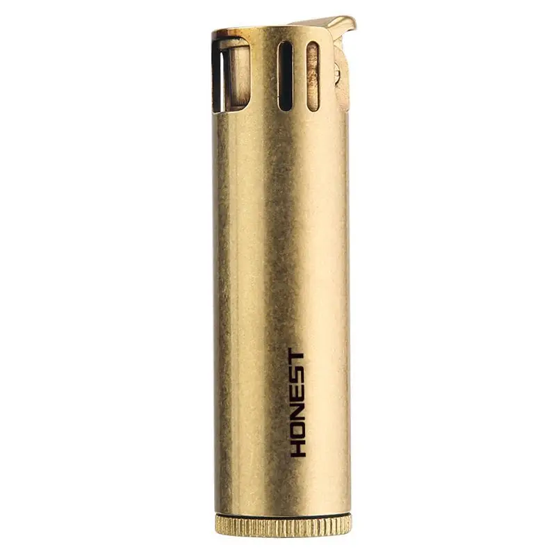 

New Double Outlet Fire Grinding Wheel Flint Lighter Retro Pure Brass Free Fire Kerosene Pipe Lighter Detachable Air Transport