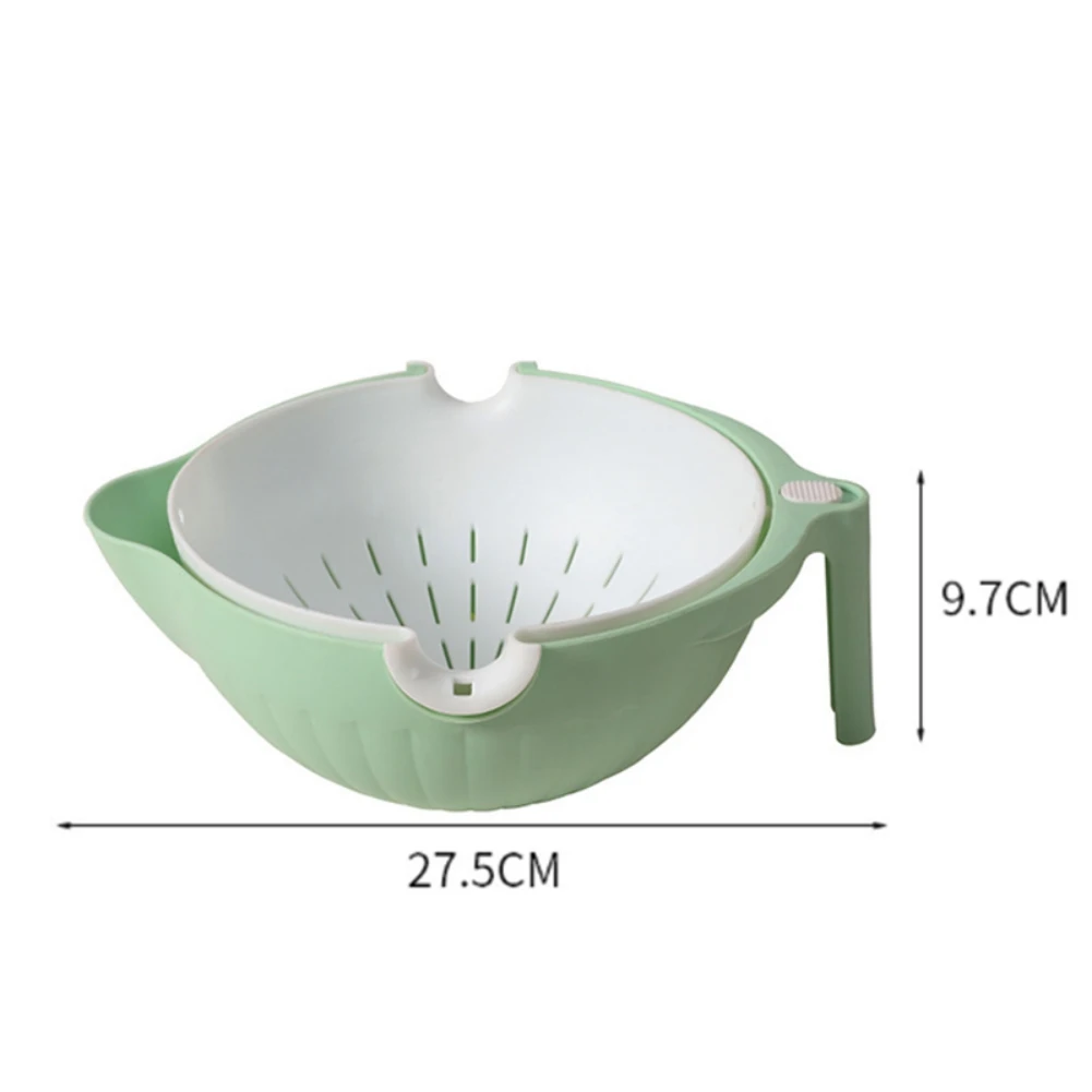 

Kitchen Rotatable Wash Basin Multi-Functional Washing Vegetable Basket Double-Layer Drain Basket Fruit Vegetable Sink Strainer