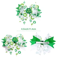 45 Inch Girls Hairpin Swallow Tail Bow Womens Elegant Headdress Green Belt Clover Accessories Square Clip New Style