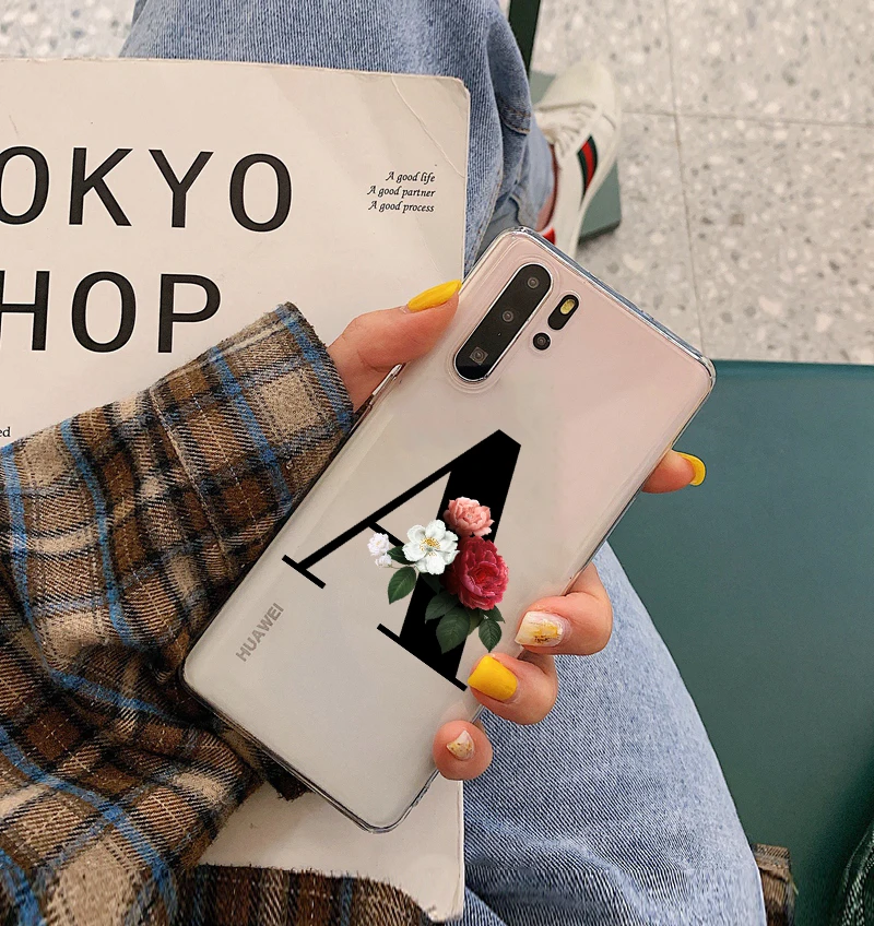 TPU Custom name shell letters TPU Soft Phone Case for Huawei P8 P9 P10 P20 P30 Lite Pro Mate10 Mate 20 Mate 30pro cover - Color: TPU