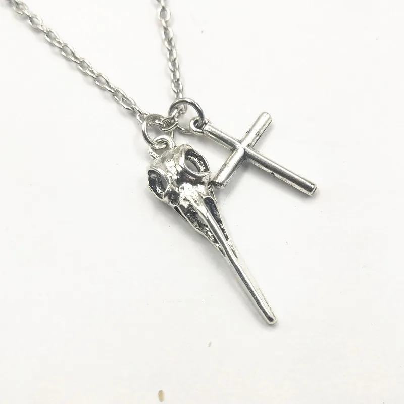 Подвеска в виде головы птиц с крестом и черепом ожерелье-цепочка Wicca языческие