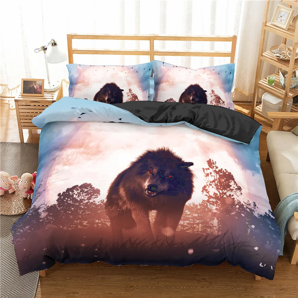 

3D Wolf Bedding Set Animal Duvet Cover Set 2/3pcs Comforter Bedding Sets King Size Single Full Double Bed Cover Set