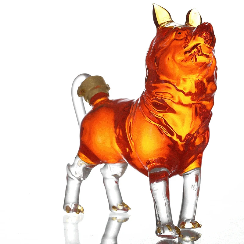

Cute animal dog shaped high quality 1000ml lead-free glass home bar whiskey decanter for Liquor Scotch Bourbon 1223-05