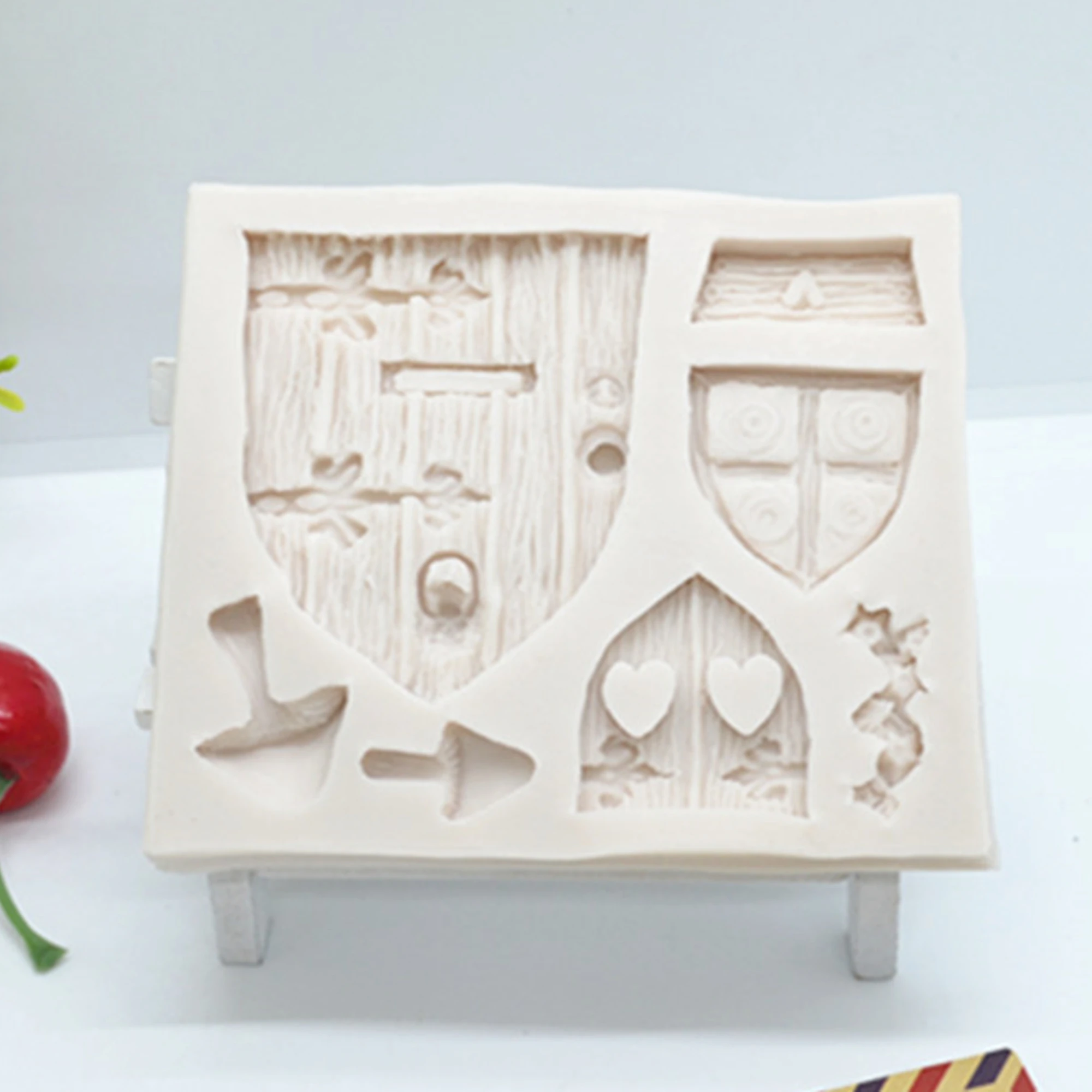 cartoon fairy house wooden doors fondant cake resin molds diy silicone cake mold fondant christmas decorating tools m020 free global shipping