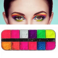 50 hot sale 1box makeup eyeshadow universal non caking high color rendering nail art 12 color fluorescent powder for girl