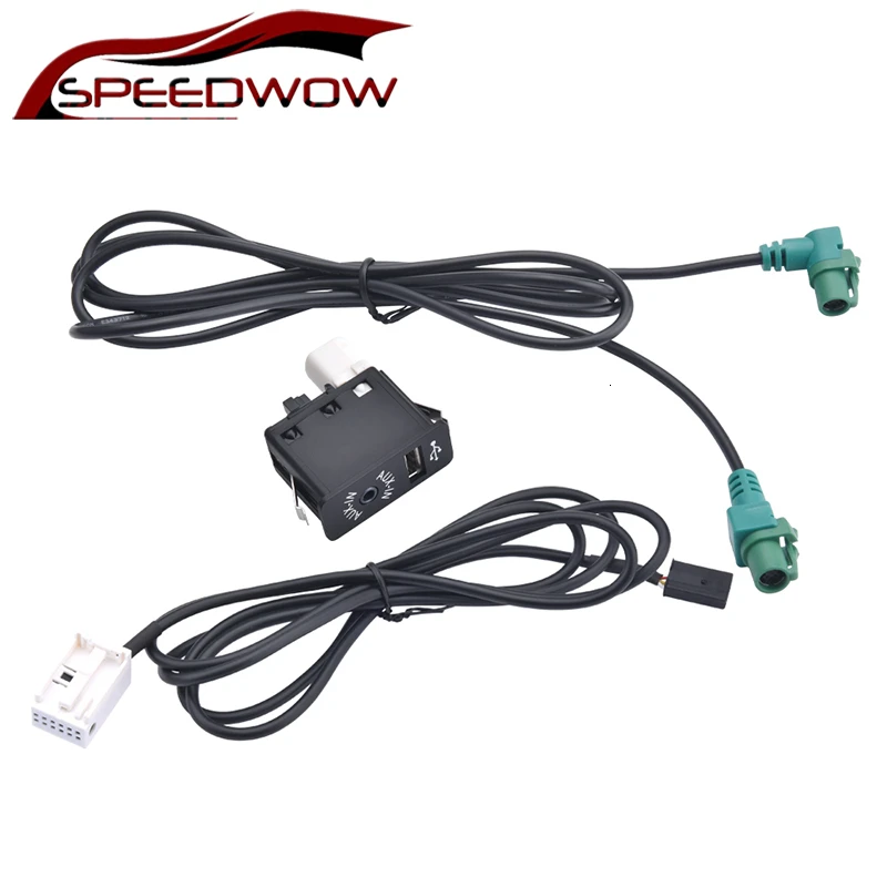 SPEEDWOW 1 комплект Автомобильный AUX USB разъем переключатель + аудио кабель жгут