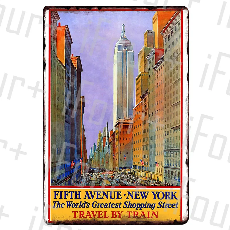 New York Metal Plate Tin Sign Plaque Vintage Decor Poster Home Bar Pub Cafe Decoration Posters | Дом и сад