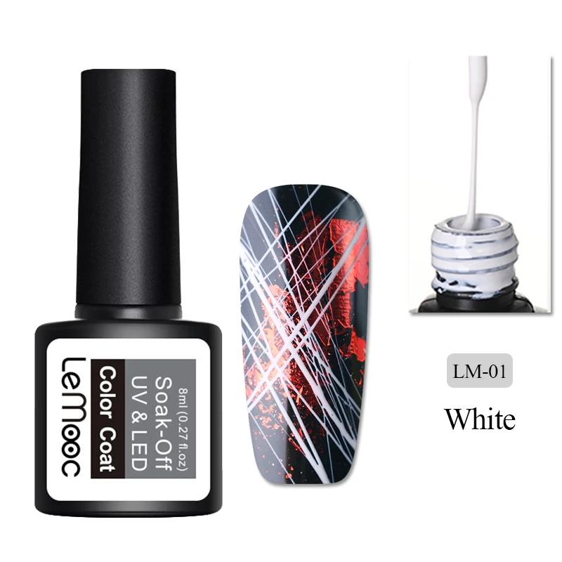 1 LEMOOC 8 мл паутина гель веб-картина креативные Гвозди Искусство УФ гель лак проволока рисунок эластичность точка линии замочить от геля паук - Цвет: 1