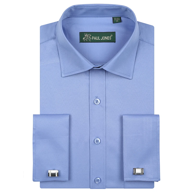 

Men's French Cuff Long Sleeve Dress Shirts Single Patch Pocket Regular Fit Spead Collar Metal Cufflink Formal Business Shirts
